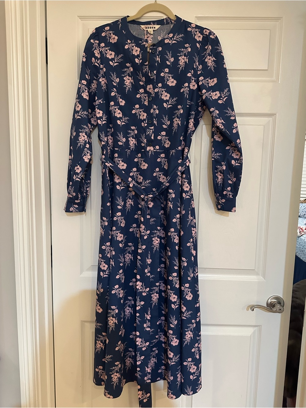 Boden Navy Dress with Pink Floral Print